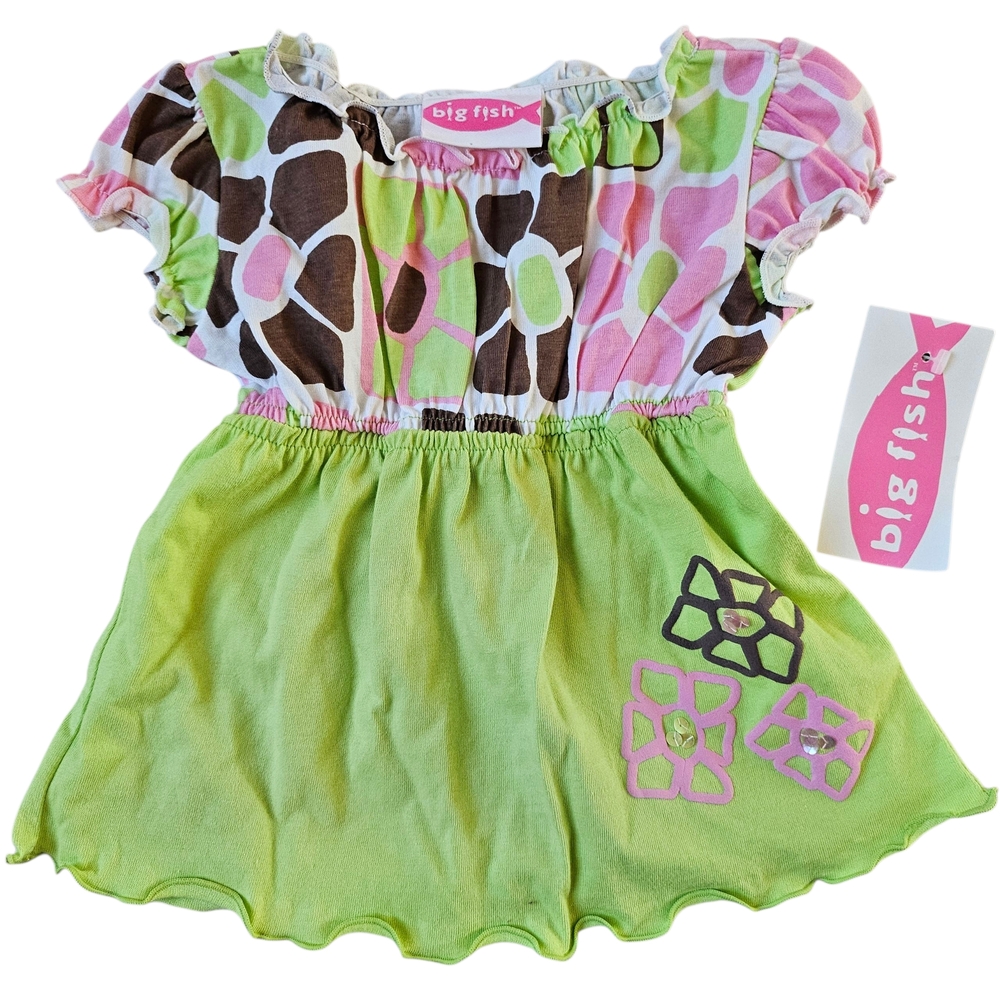 2010 Vintage Girls Sweet Potatos Dress Green Pink Brown NWT 100% Cotton y2k